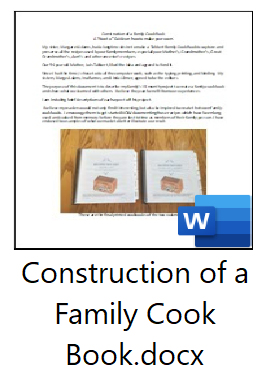 A family cook book is shown with the words construction of a family cook in front.