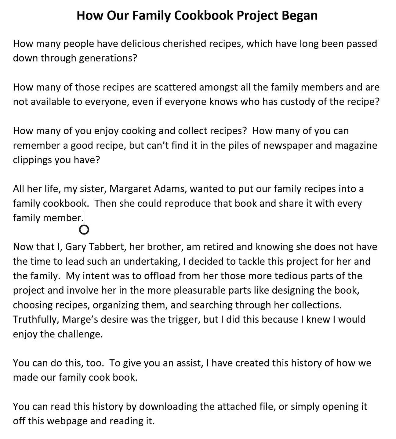 A page of an article with a recipe.