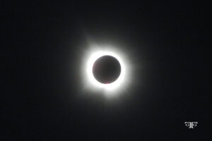 A solar eclipse is seen in this picture.