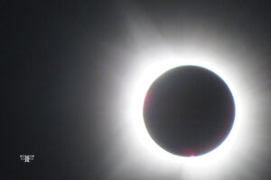 A solar eclipse is seen in this picture.