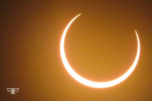 A solar eclipse is seen in this picture.