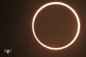 A solar eclipse is seen in this picture.