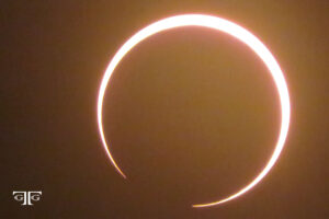 A solar eclipse is seen in this picture.