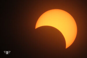 A partial solar eclipse is seen in this picture.