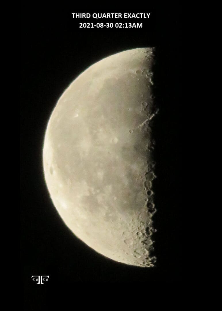 Third quarter moon with detailed craters