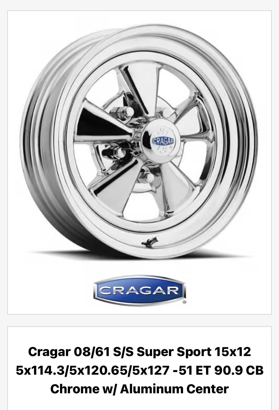 Cragar Wheel - IMG_7265 (1) A chrome wheel with the word cragar on it.