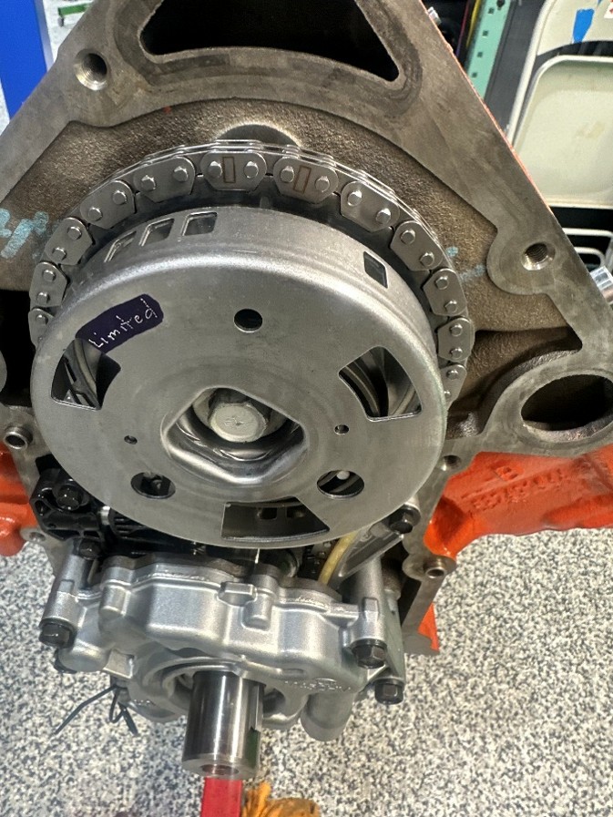 A close up of the engine and gear box